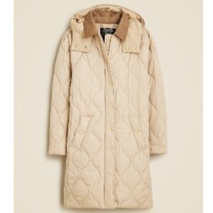 J. Crew Cream Quilted Puffer Coat